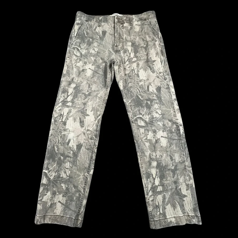 Hollister Loose Pants Mens 32x32 (Fits 32x28) Gray Real Tree Camo Utility Jeans